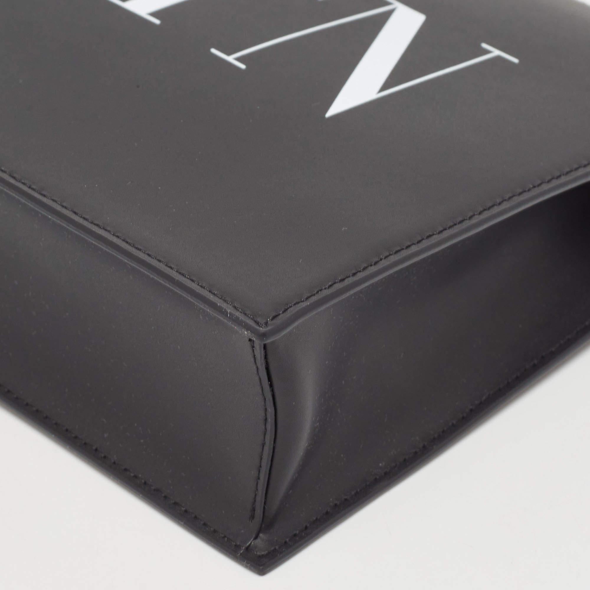 Valentino Black Leather VLTN Logo Wristlet Clutch 4