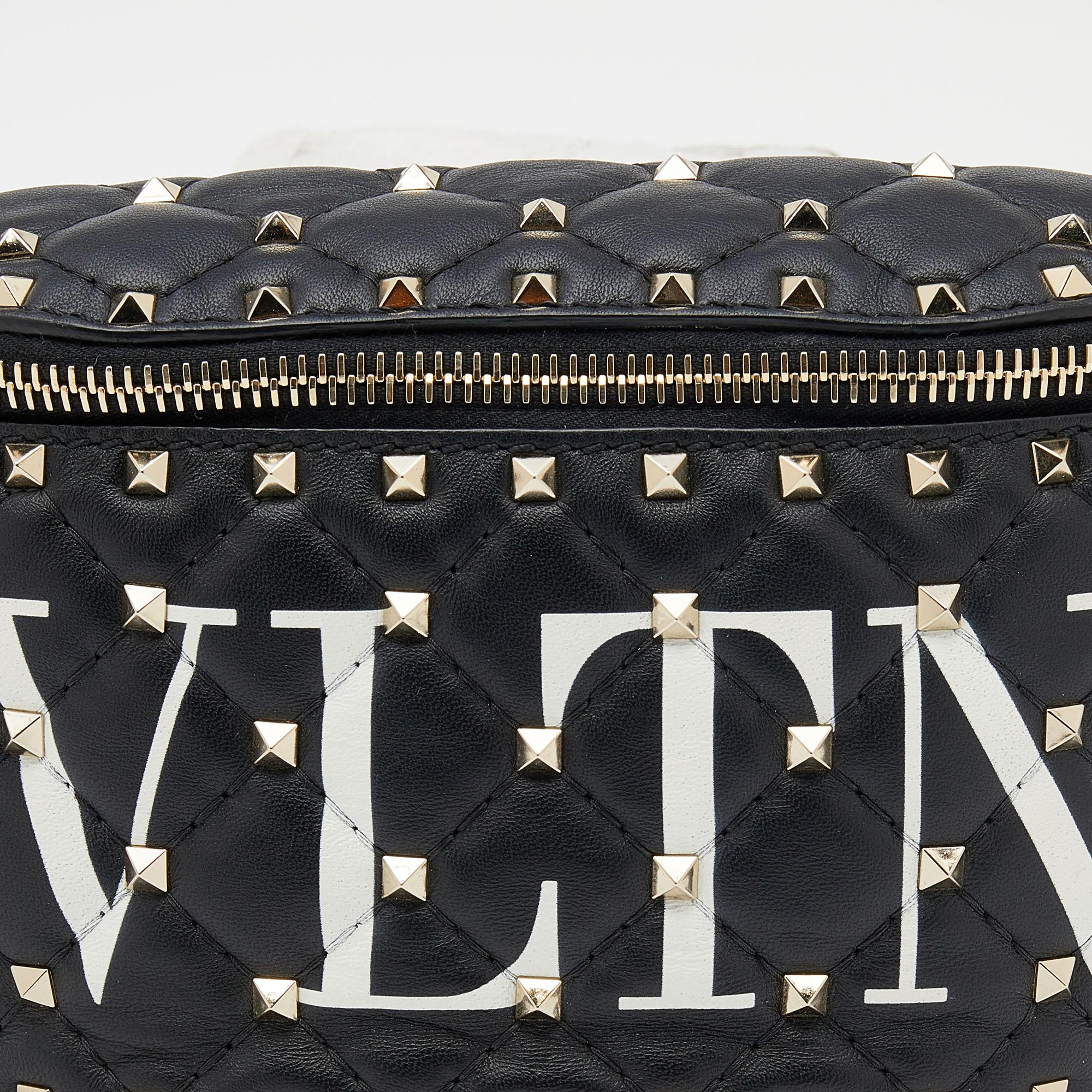 Women's Valentino Black Leather VLTN Rockstud Belt Bag