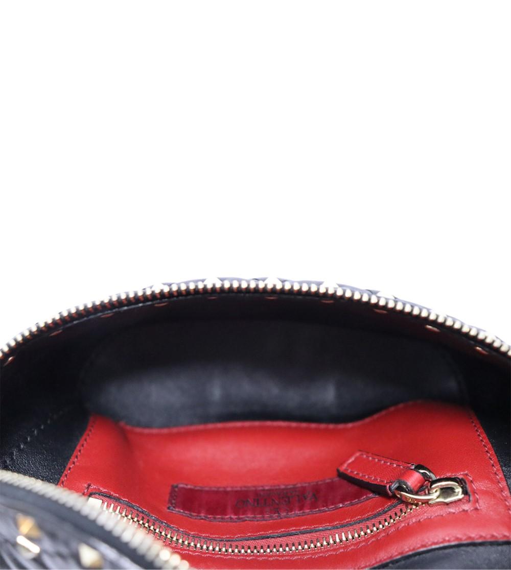 Valentino Black Leather VLTN Rockstud Bum Bag For Sale 3