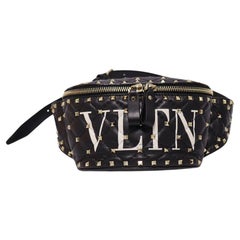 Used Valentino Black Leather VLTN Rockstud Bum Bag