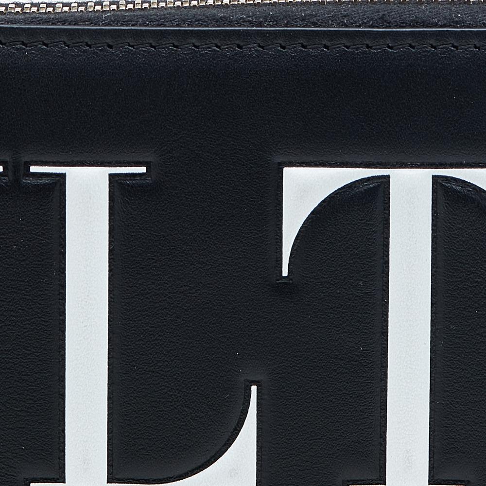 Valentino Black Leather VLTN Zip Around Wallet 1