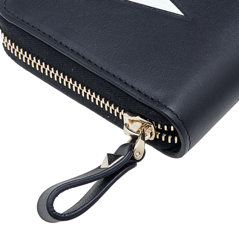 Valentino Black Leather VLTN Zip Around Wallet 4