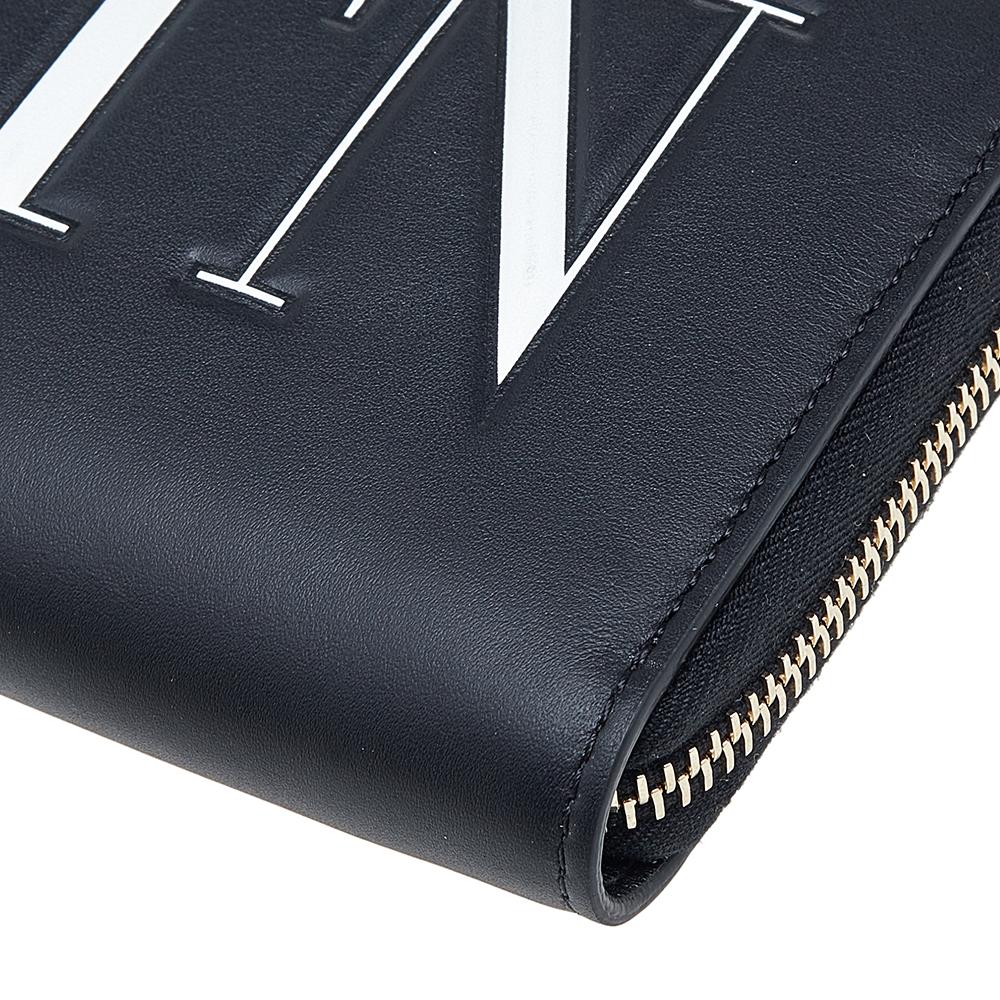 Valentino Black Leather VLTN Zip Around Wallet 5
