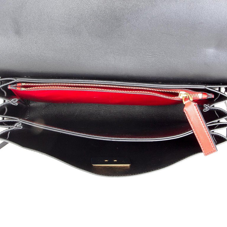 VALENTINO black leather VRING MEDIUM FLAP Shoulder Bag at 1stDibs