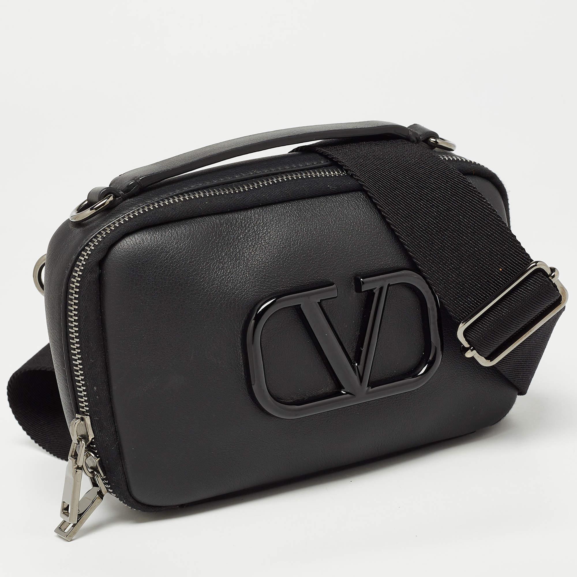 Women's Valentino Black Leather VSling Crossbody Bag