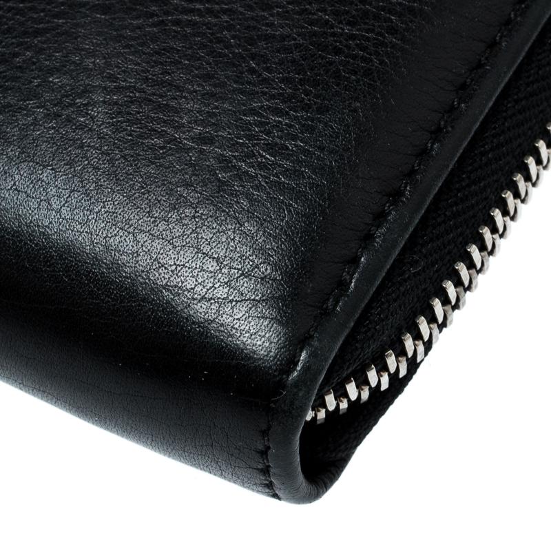 Valentino Black Leather Zip Around Wallet 3