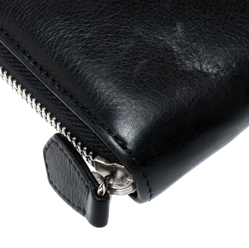 Valentino Black Leather Zip Around Wallet 4