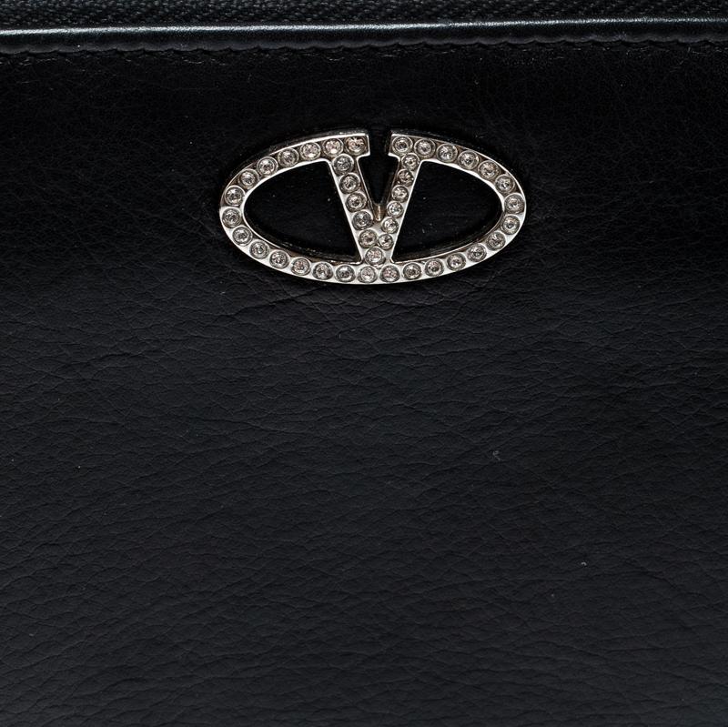 Valentino Black Leather Zip Around Wallet 5
