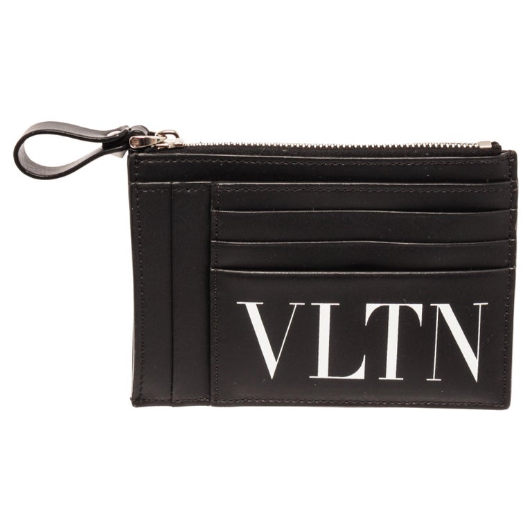 Valentino Black Leather Zip Card Wallet For Sale at 1stDibs