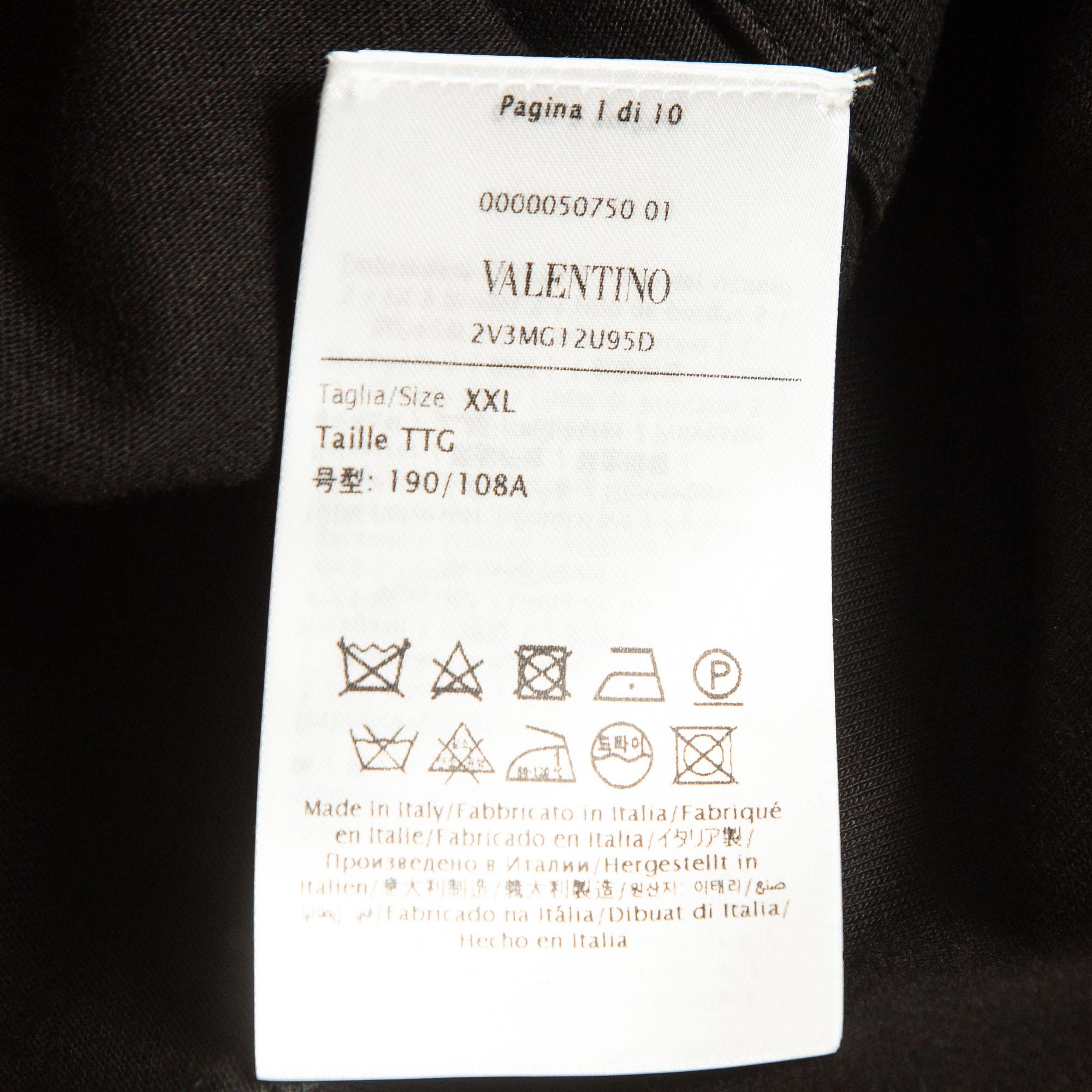  T-shirt Valentino à col ras du cou en coton avec appliques noires XXL Pour hommes 