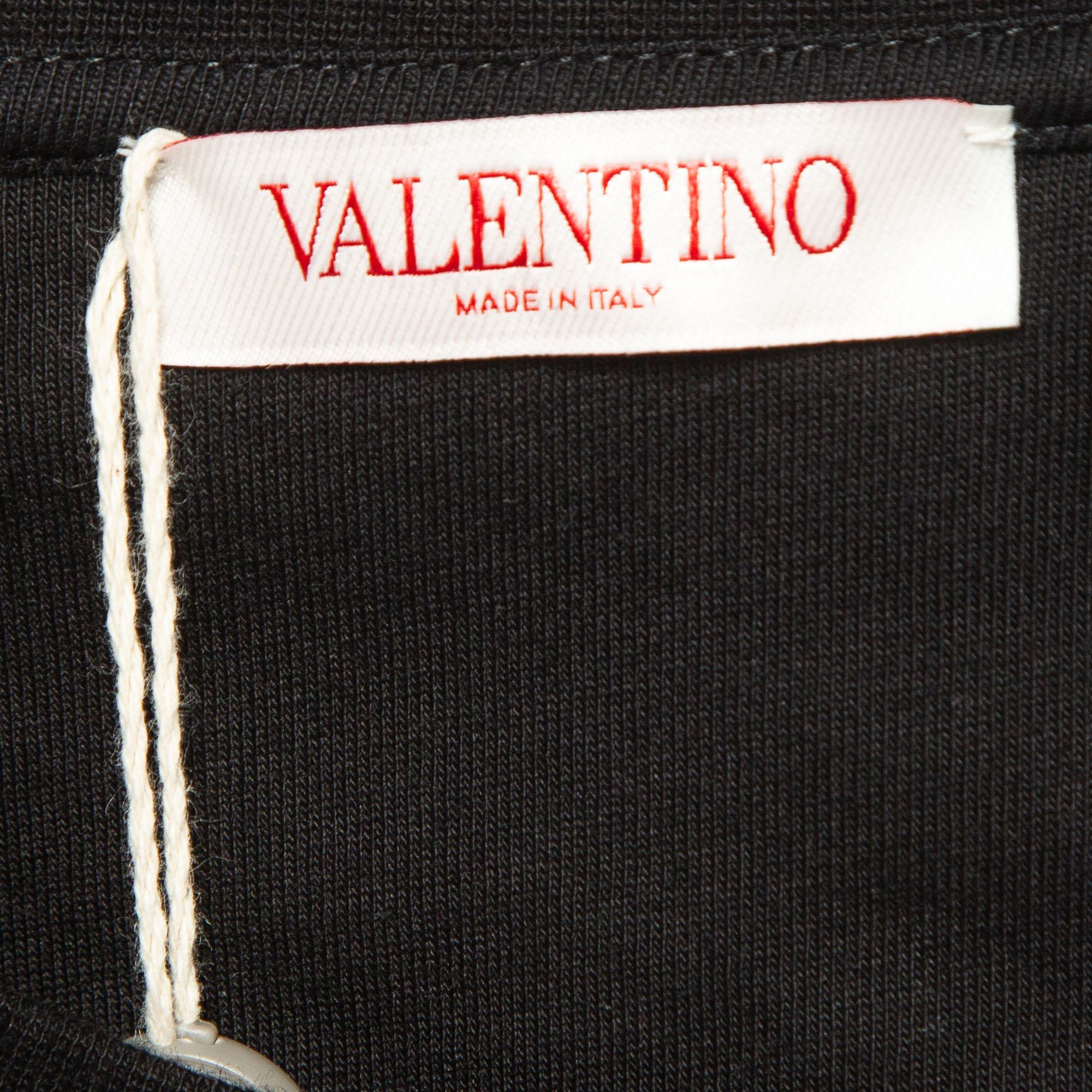 Valentino Black Logo Applique Cotton Crew Neck T-Shirt XXL 2