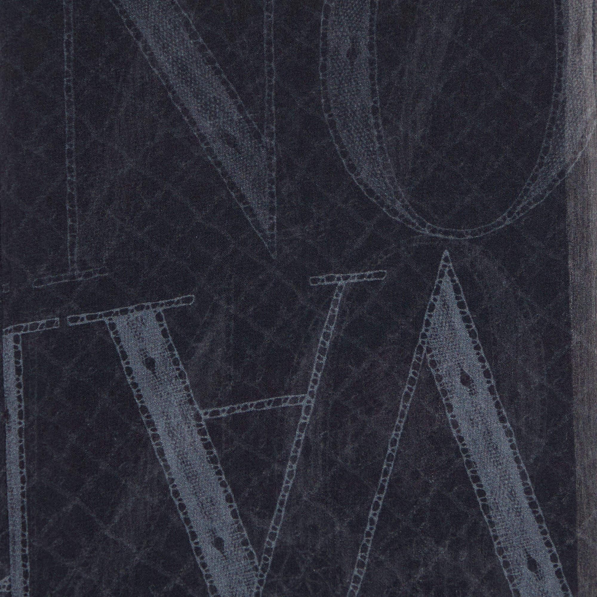Valentino Black Logo & Floral Printed Silk Scarf 1