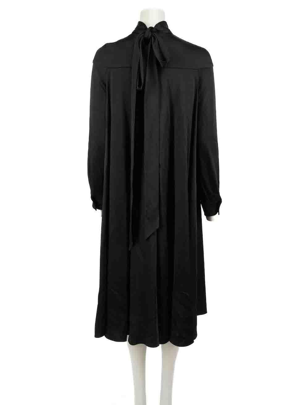 Valentino Black Long Sleeve Tie Neck Maxi Dress Size XS In Excellent Condition In London, GB