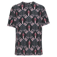 Valentino Schwarz Loveblade Print Seide Rundhalsausschnitt Top L