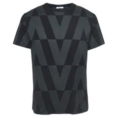 Valentino Black Macro Optic-V Printed Cotton T-Shirt L