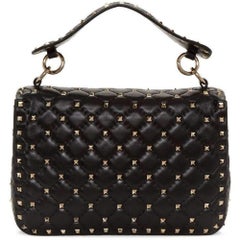 Valentino Black Medium Rockstud Matelassé Bag LW0B0122NAP