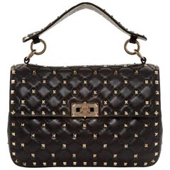 Valentino Black Medium Rockstud Matelassé Bag LW0B0122NAP
