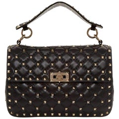 Valentino Black Medium Rockstud Matelassé Bag LW0B0122NAP