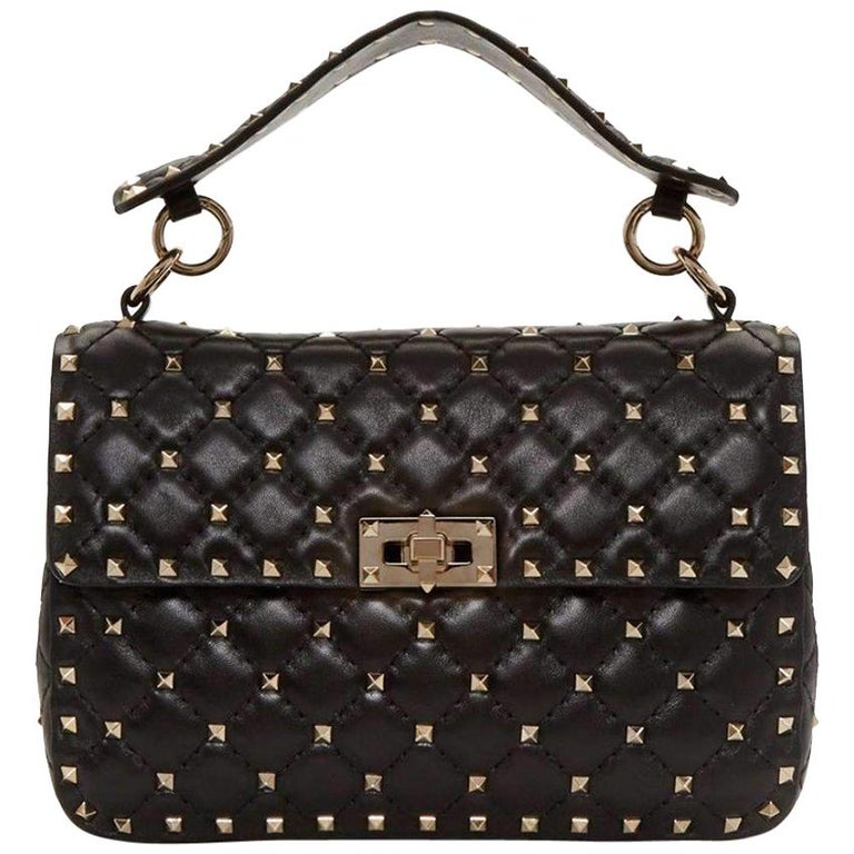 Valentino Black Medium Rockstud Matelassé Bag LW0B0122NAP For Sale at ...