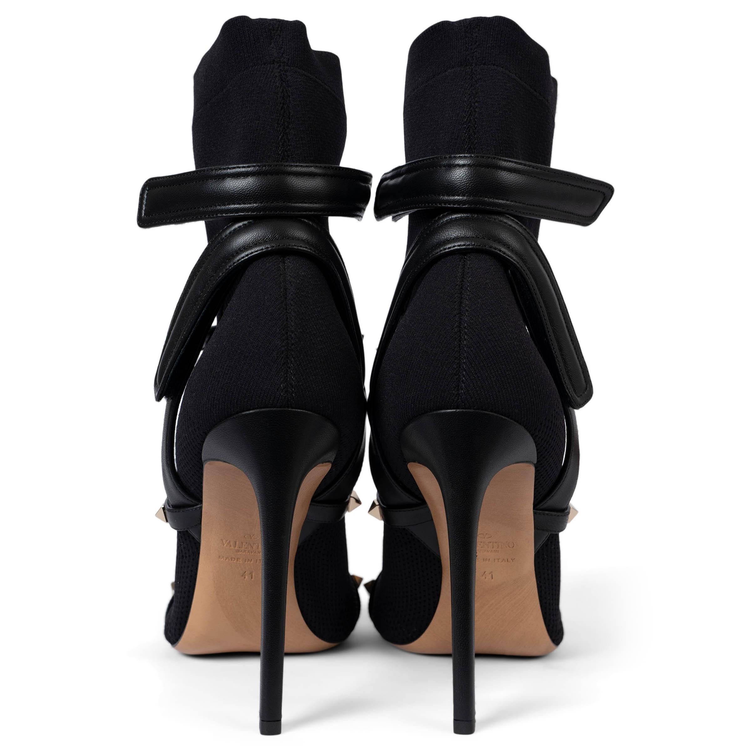 Women's VALENTINO black mesh 2018 BODYTECH 105 ROCKSTUD Ankle Boots Shoes 41 For Sale