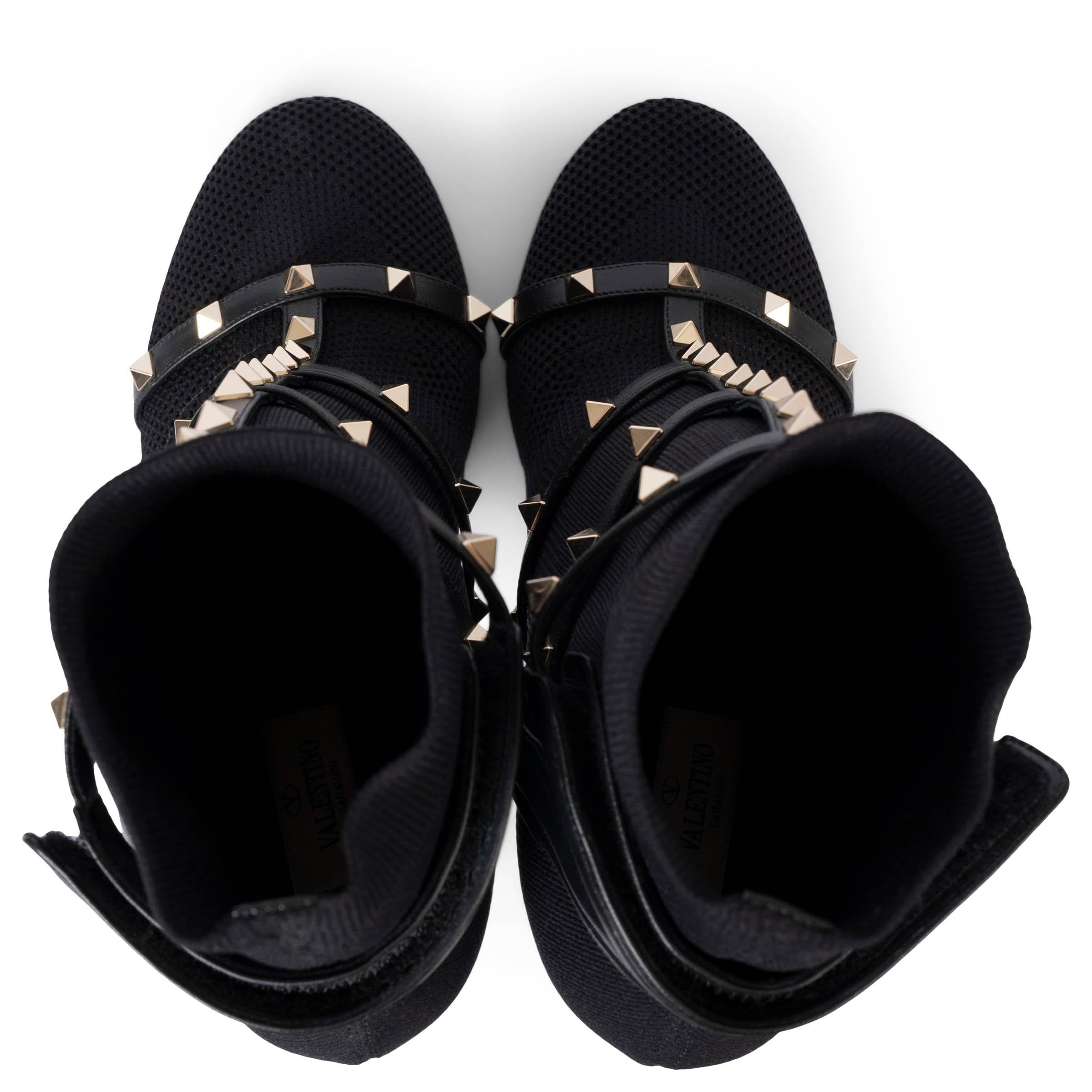 VALENTINO black mesh 2018 BODYTECH 105 ROCKSTUD Ankle Boots Shoes 41 For Sale at 1stDibs