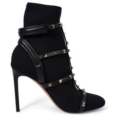 VALENTINO Schwarze Stiefeletten aus Netz 2018 BODYTECH 105 ROCKSTUD Stiefeletten Schuhe 41