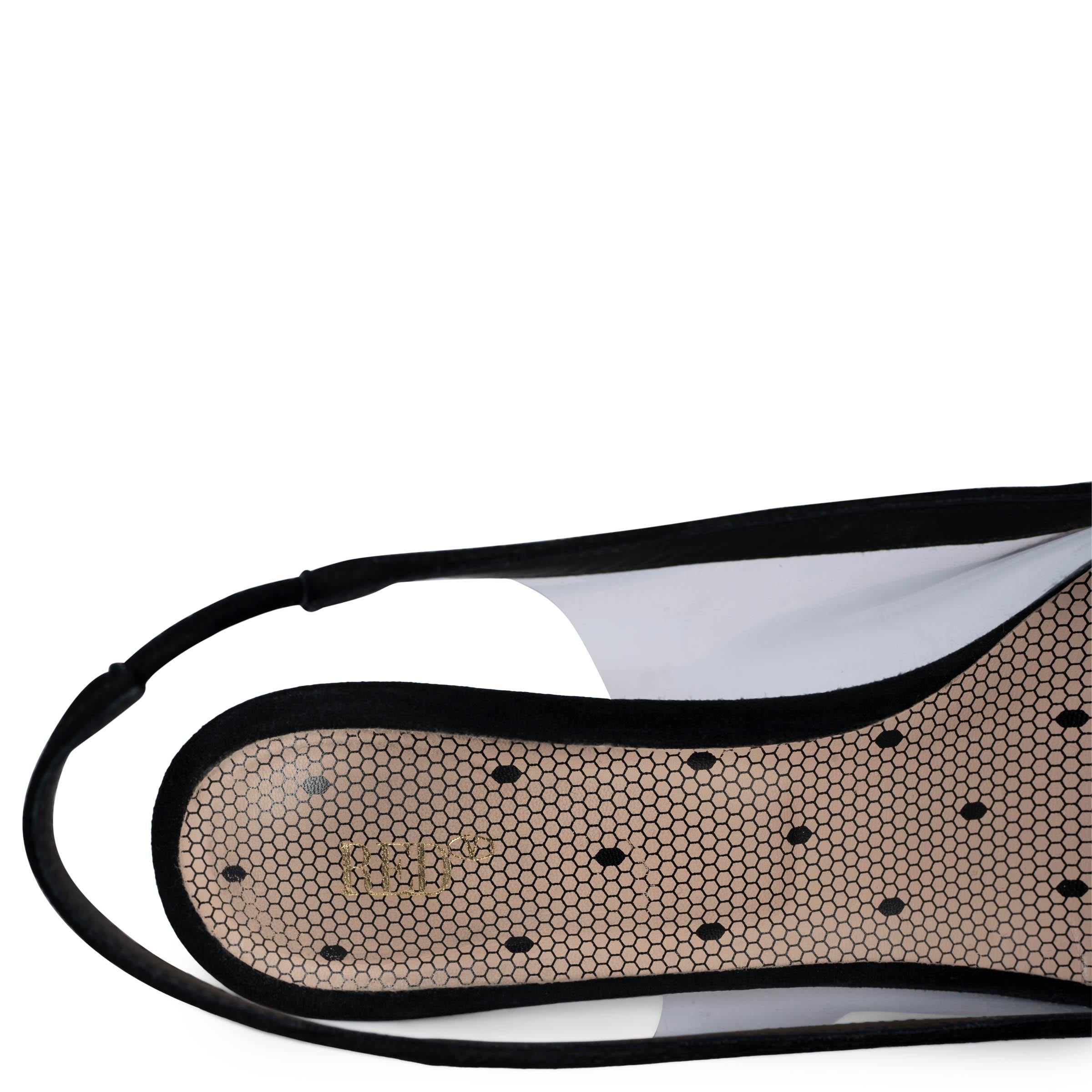 VALENTINO black mesh 2019 SANDIE 60 POLKA DOT Slingbacks Pumps Shoes 38 2