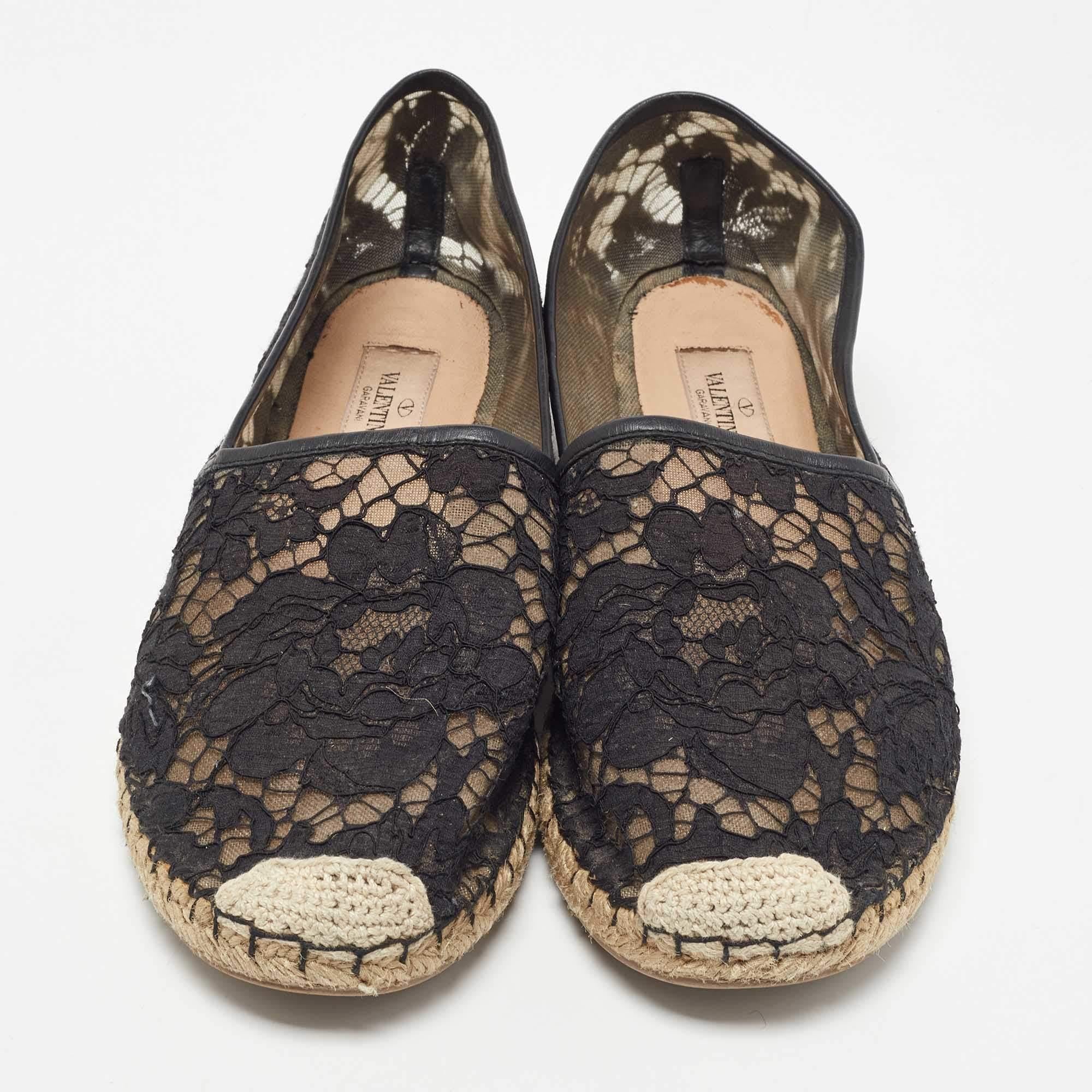 Bailarinas de malla y encaje negras Valentino talla 40 Negro