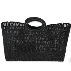 Valentino Black Mesh Fabric Le Troisieme Tote Bag