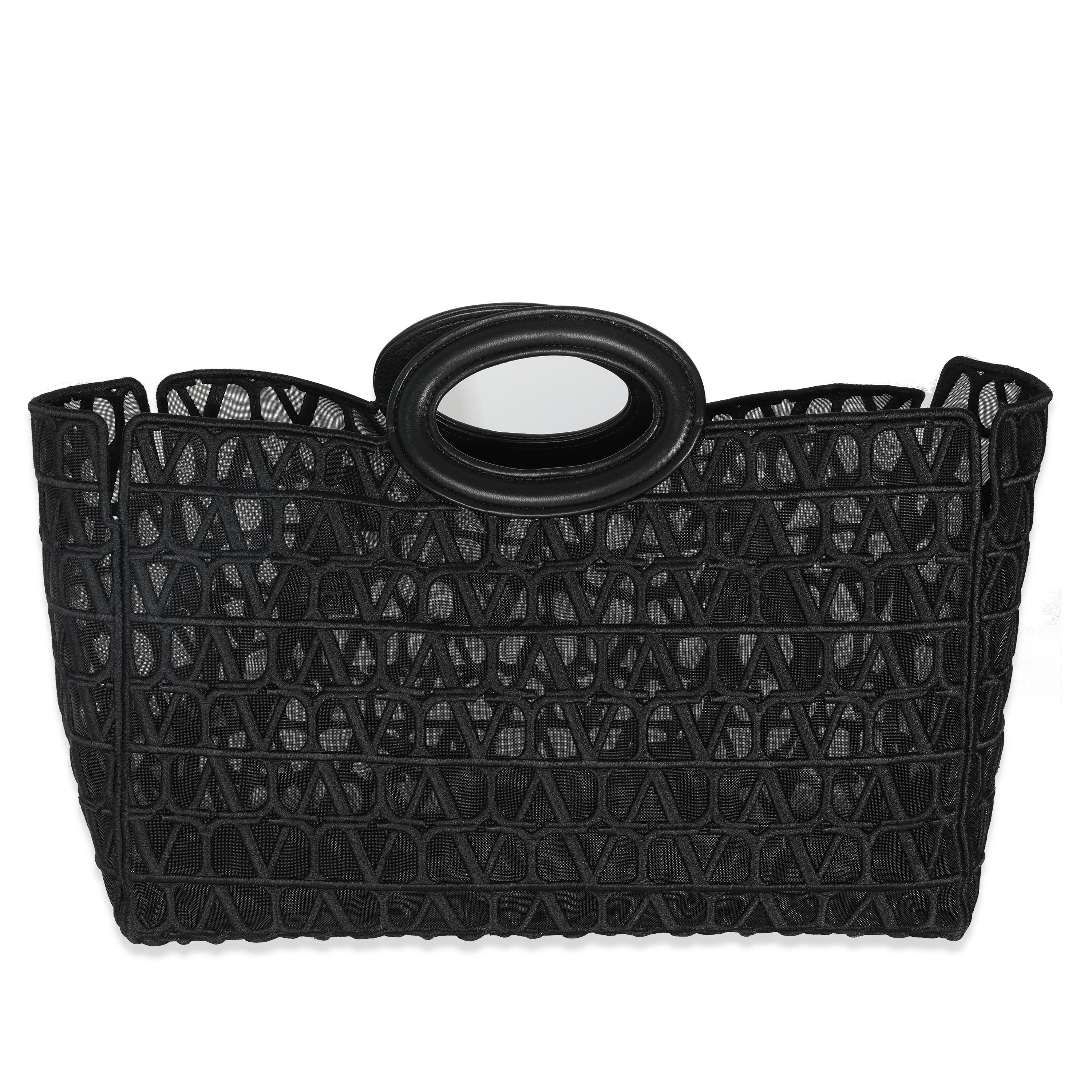 Valentino Black Mesh Fabric Le Troisieme Tote Bag For Sale