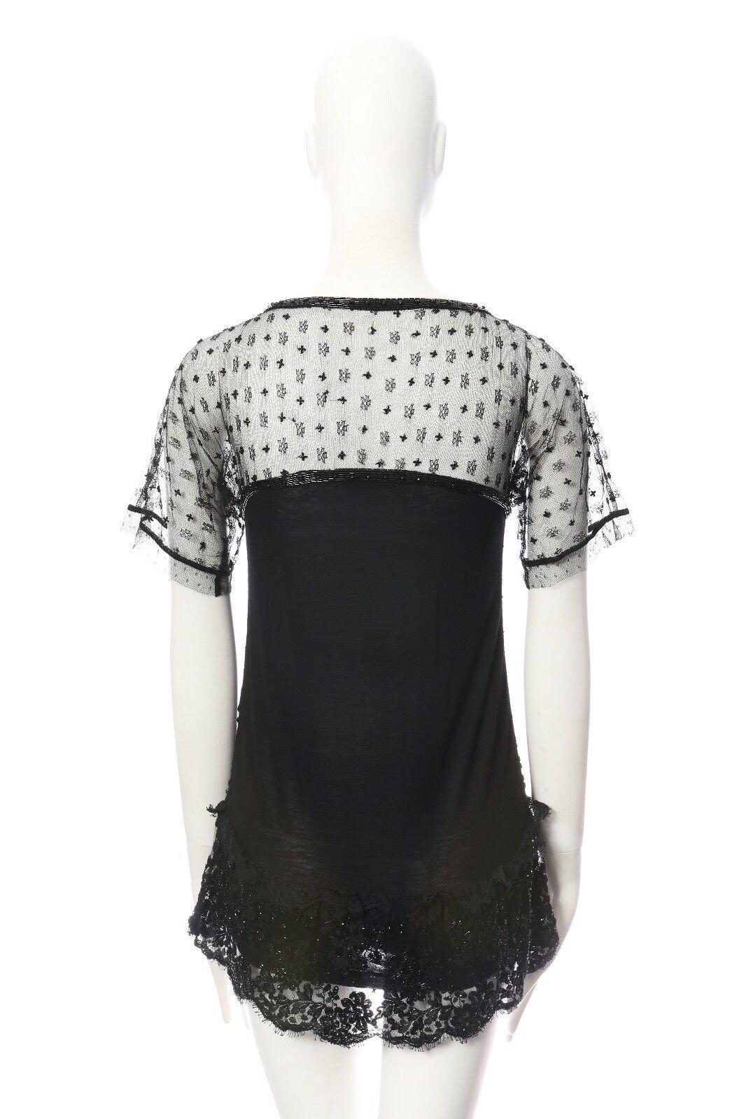 Donna Valentino Couture top in pizzo a rete nero impreziosito da perline IT40 US4 UK8 S