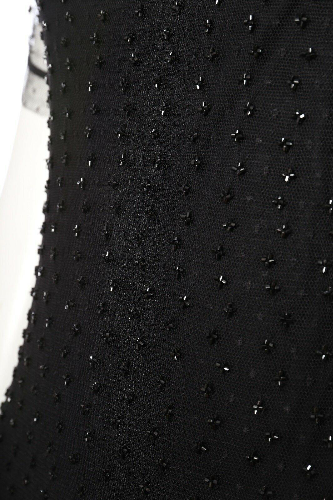 Valentino Couture top in pizzo a rete nero impreziosito da perline IT40 US4 UK8 S 4