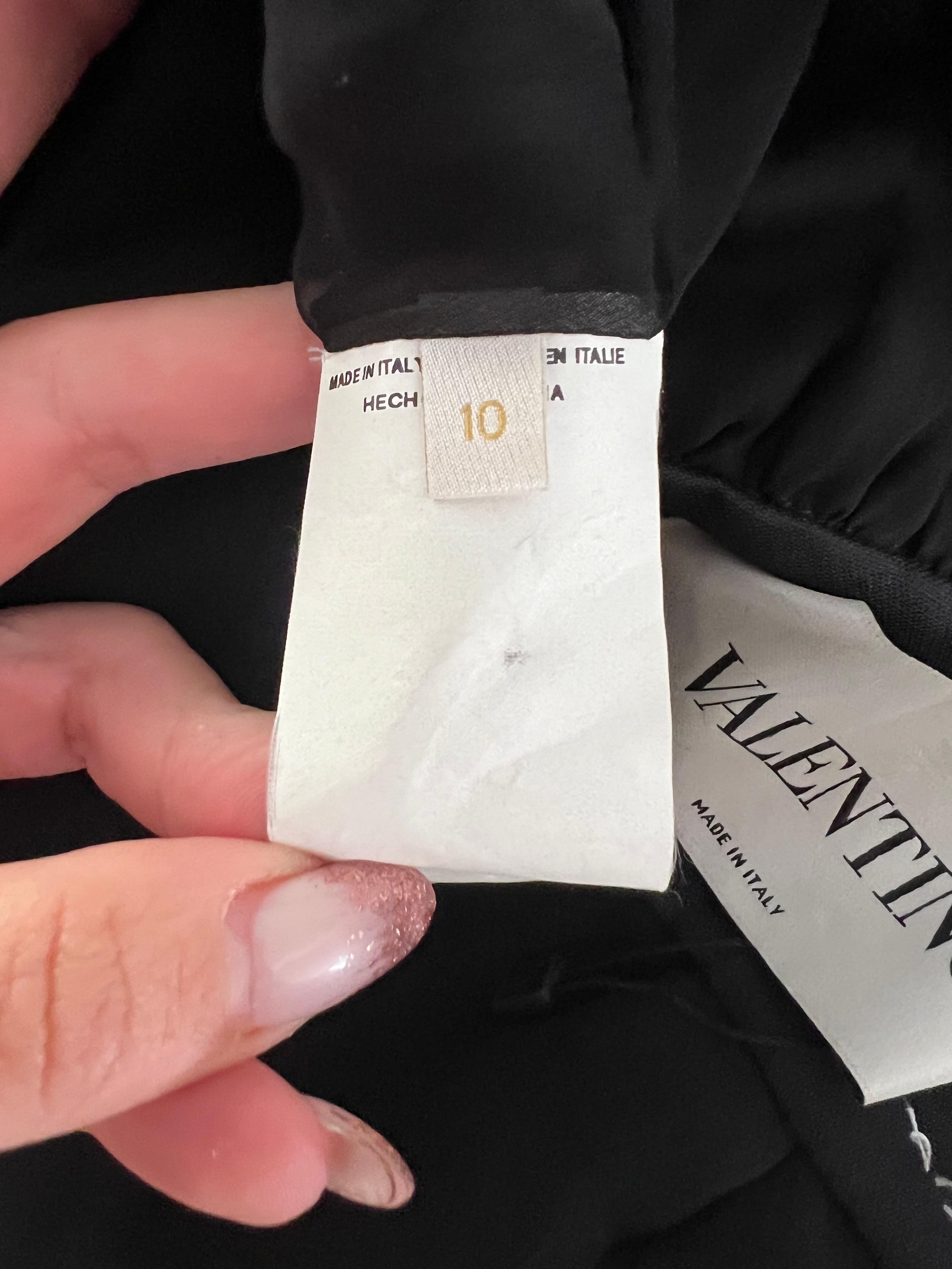 Valentino Black Mini Silk Dress, Size 10 For Sale 2