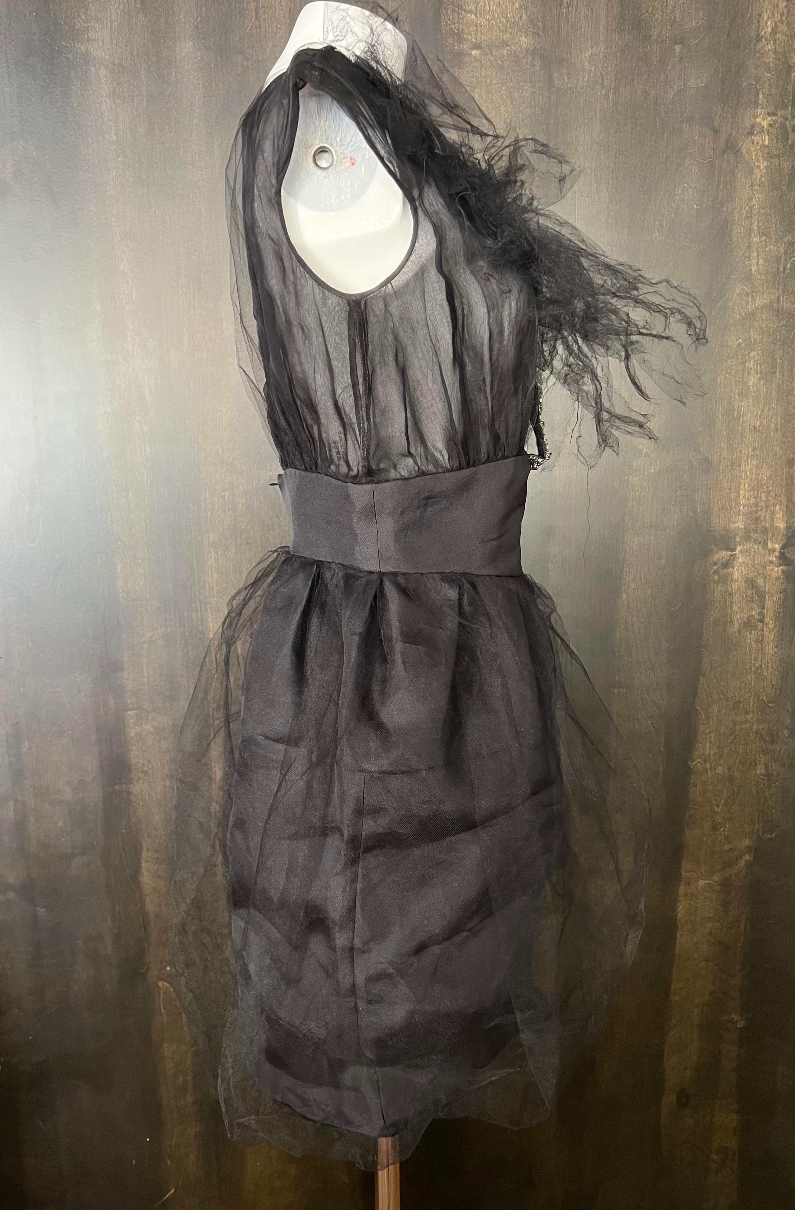 Valentino Black Mini Silk Dress, Size 10 For Sale 3