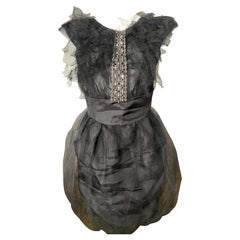 Valentino - Mini-robe en soie noire, taille 10