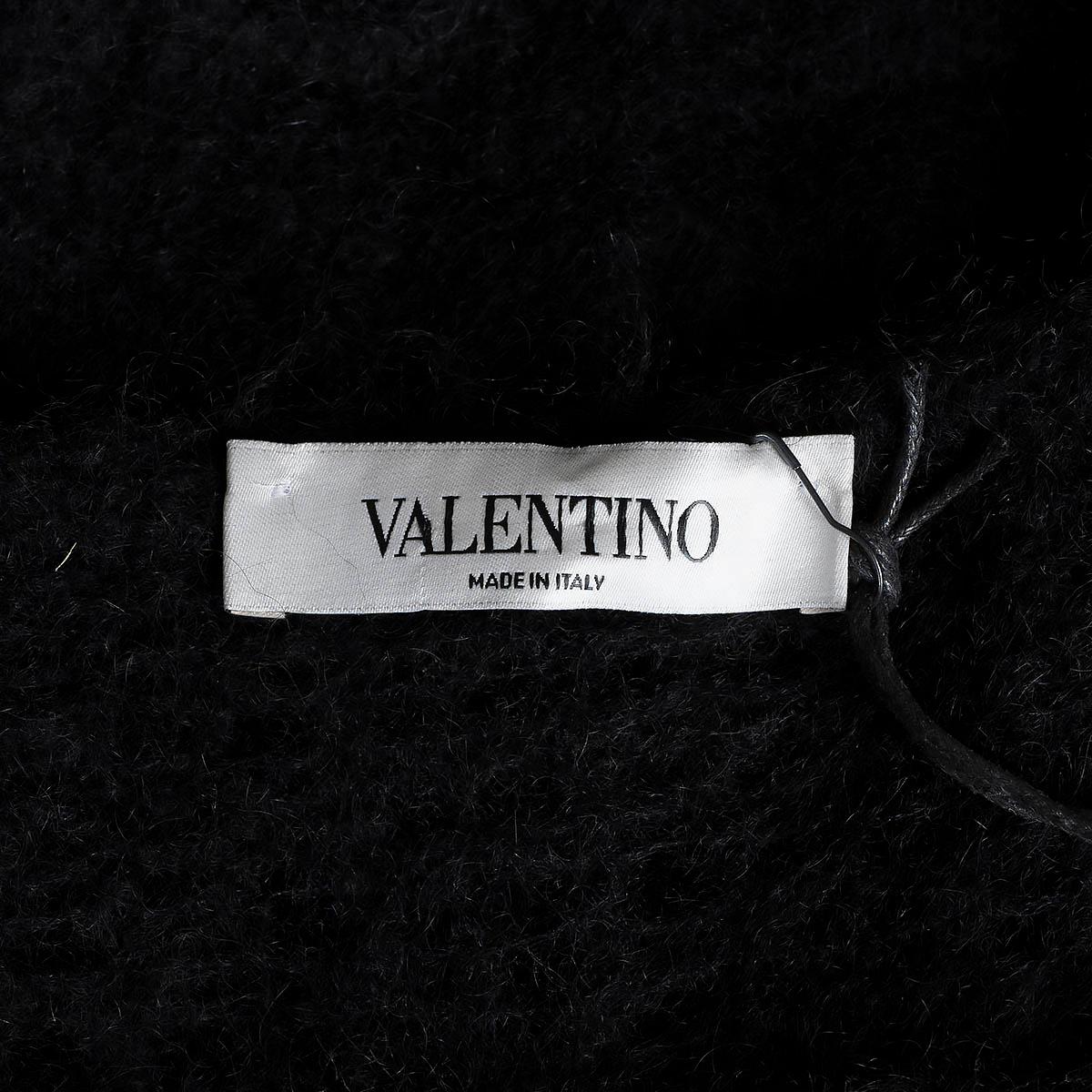 VALENTINO black mohair 2017 ROSE EMBELLISHED OPEN KNIT Sweater XS For Sale 2