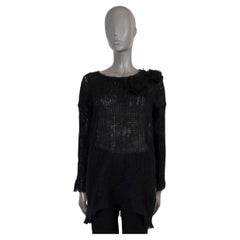 VALENTINO noir mohair 2017 ROSE EMBELLISHED OPEN KNIT Pull XS