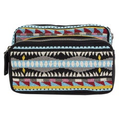 VALENTINO black & multi BEADED Hip Pack Belt Bag