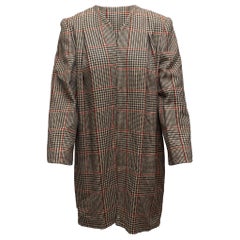 Valentino Black & Multicolor Wool Glen Check Coat