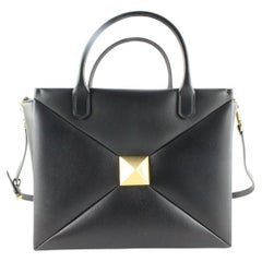 Valentino Black Nappa Leather Medium One Stud 2way Tote 1VAL0413C