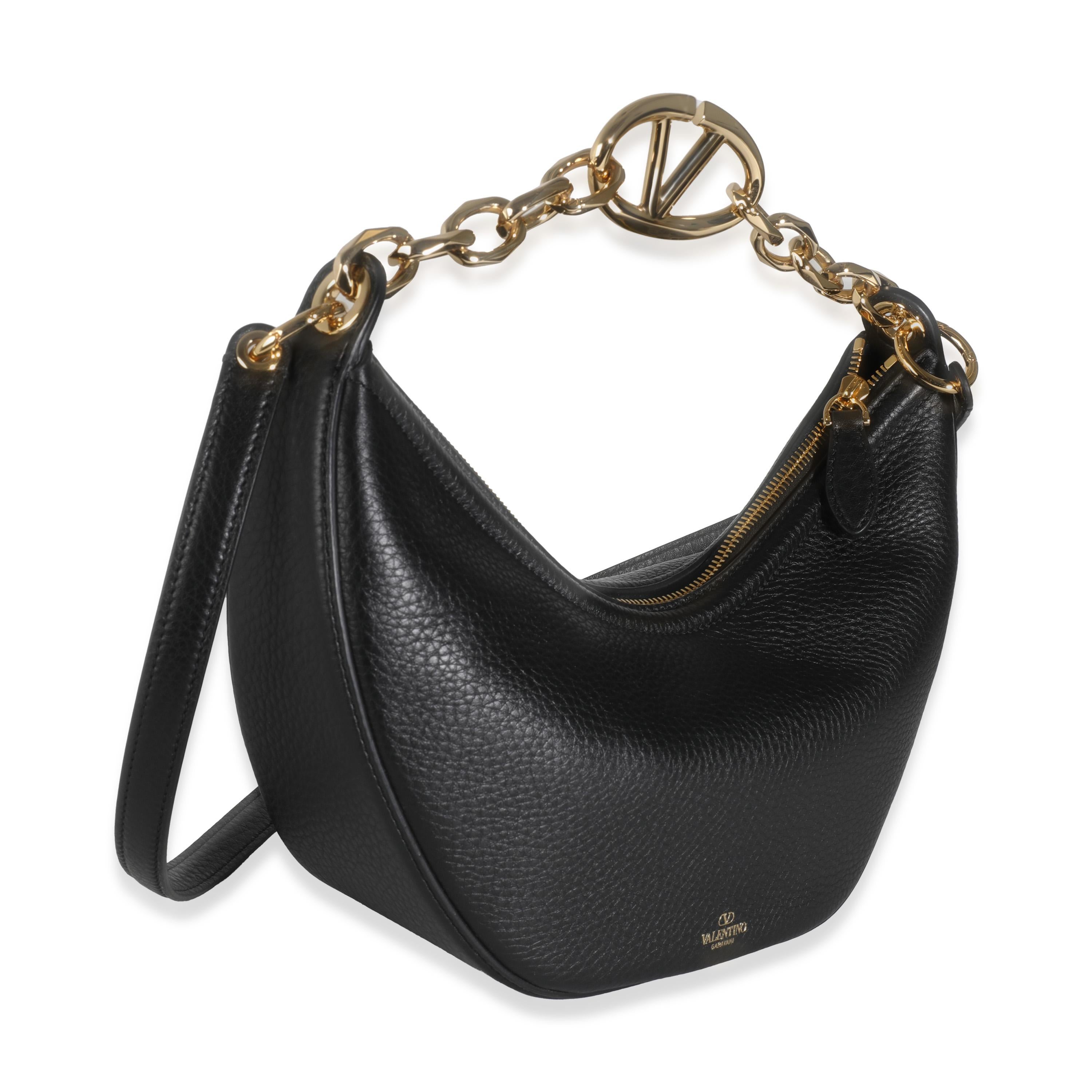 Valentino Black Nappa Small Vlogo Moon Hobo In Excellent Condition For Sale In New York, NY