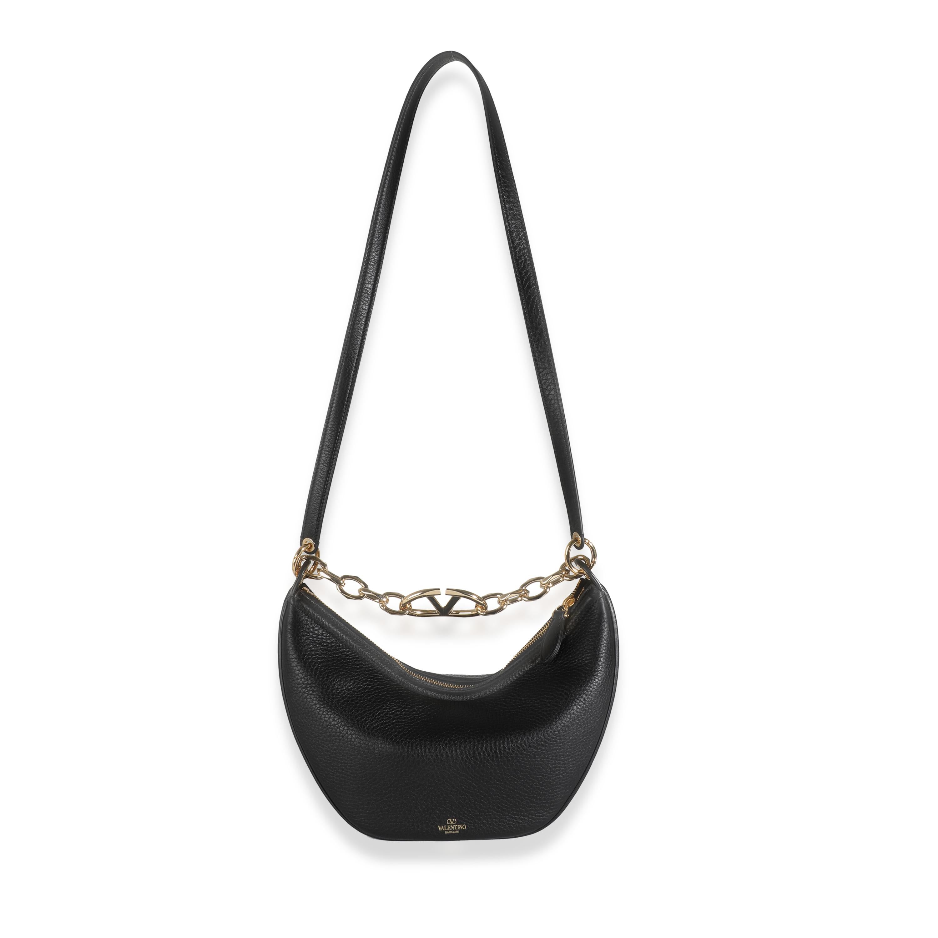 Valentino Black Nappa Small Vlogo Moon Hobo For Sale 4