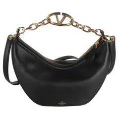 Valentino Schwarzer Nappa Kleiner Vlogo-Mond-Hobo mit Mondmotiv