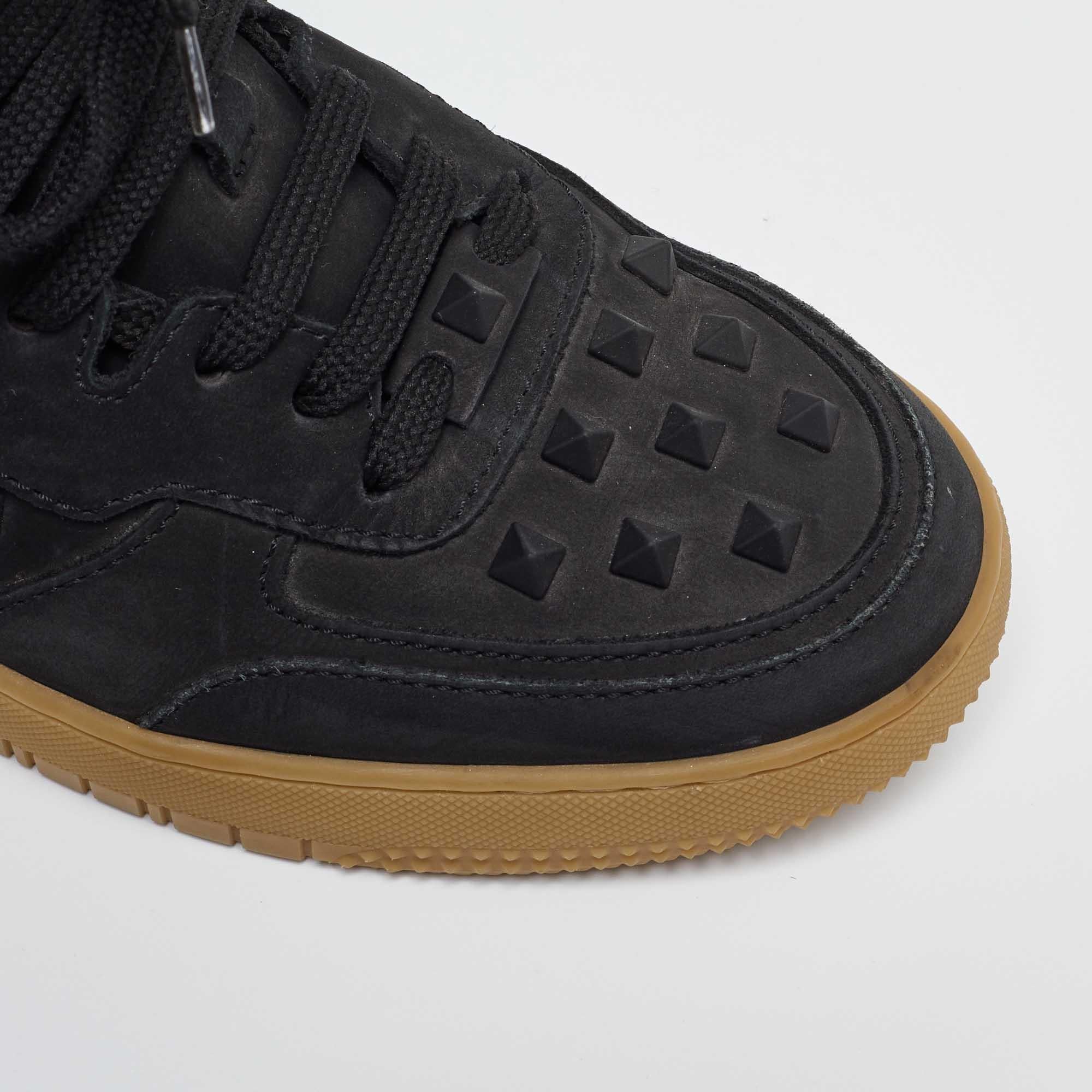 Valentino Black Nubuck Leather Rockstud Mid Top Sneakers Size 40 3