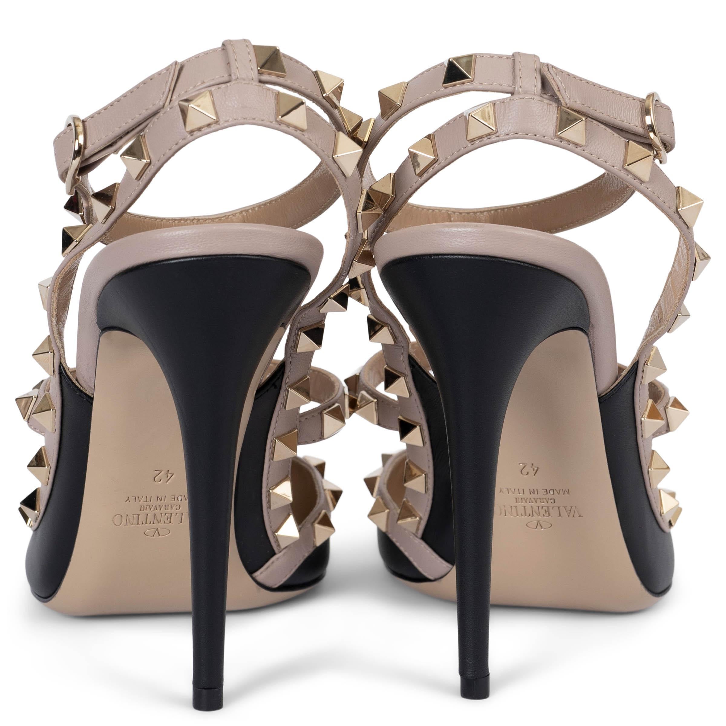 VALENTINO negro y nude cuero ROCKSTUD CAGE SLINGBACK Bombas Zapatos 42 en Nuevo estado para la venta en Zürich, CH