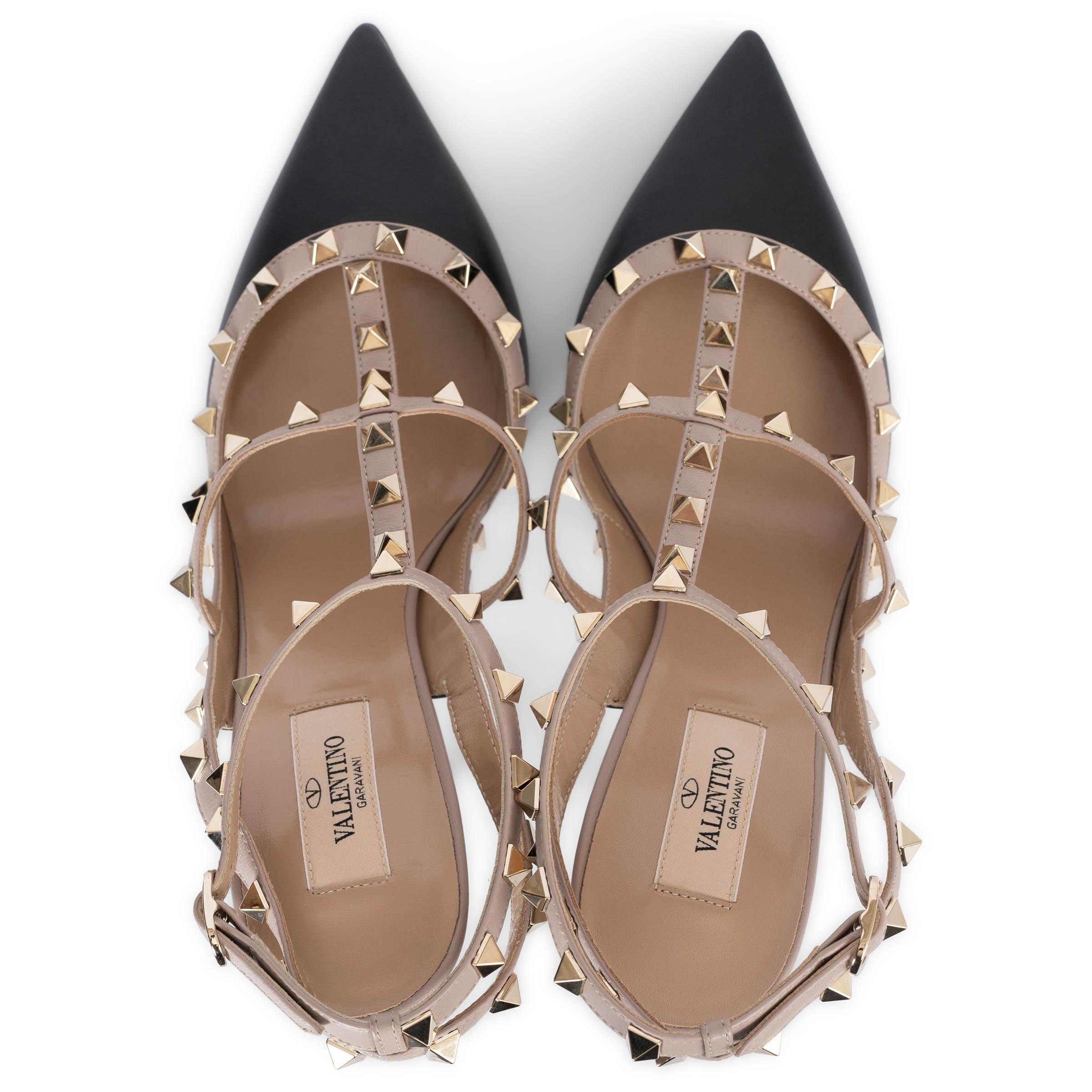 De las mujeres VALENTINO negro y nude cuero ROCKSTUD CAGE SLINGBACK Bombas Zapatos 42 en venta