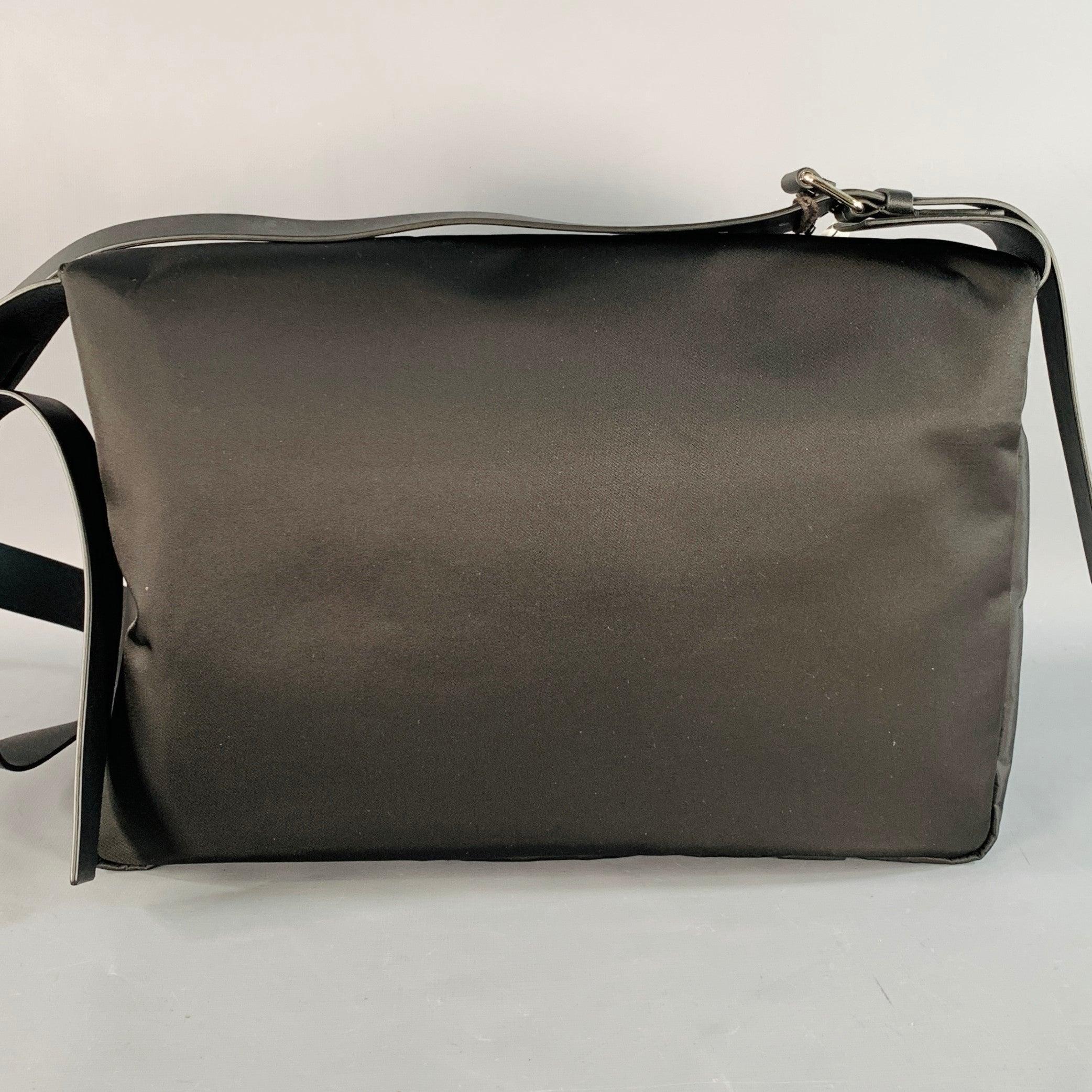 VALENTINO Black Nylon Leather Monogram Messenger Bag In Excellent Condition For Sale In San Francisco, CA