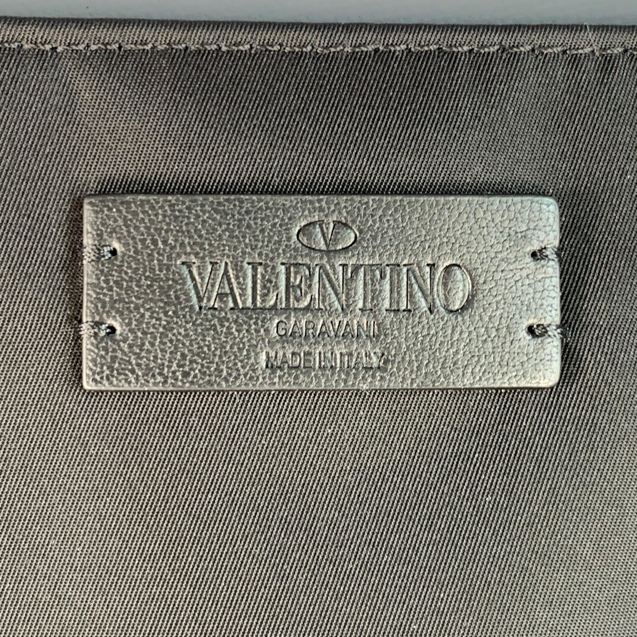 VALENTINO Black Nylon Leather Monogram Messenger Bag For Sale 1