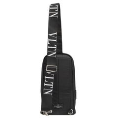 Valentino Black Nylon Rockstud Sling Bag