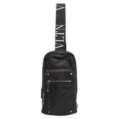 Valentino Black Nylon Rockstud Sling Bag